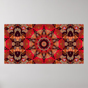 Poster Ornement sans couture de luxe avec mandala - étoil