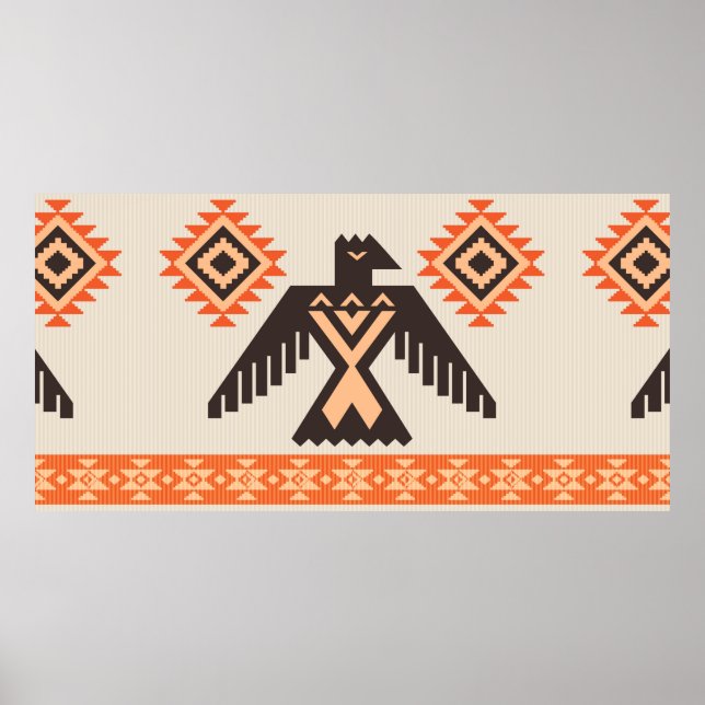 Poster Ornement tribal ethnique avec aigle (Devant)