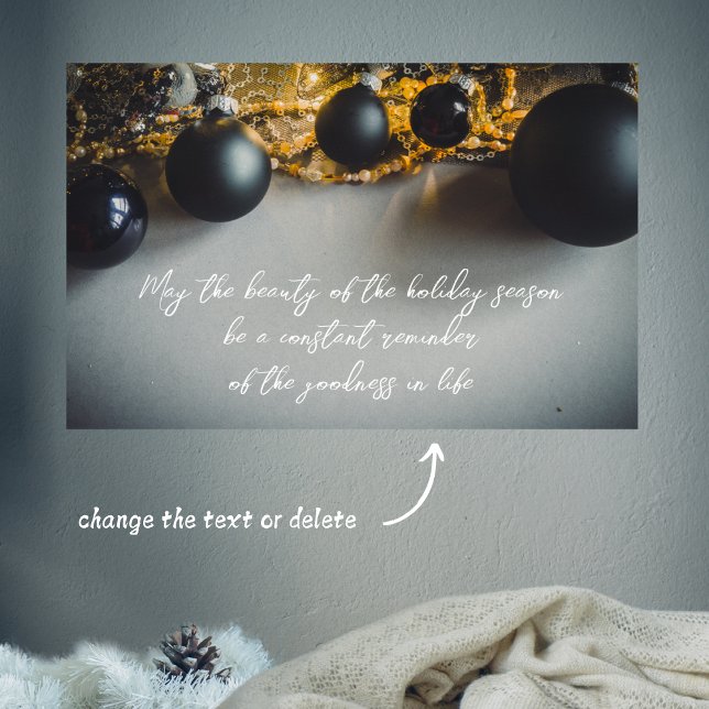Poster Ornements de Noël gris noir avec des guirlandes (Créateur téléchargé)