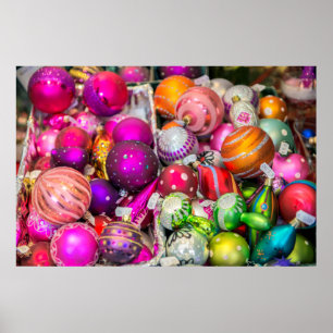 Poster Ornements en verre traditionnels au marché de Noël