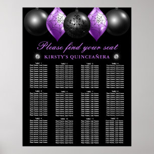 Poster Ornements noirs et violets Organigramme Quinceaner