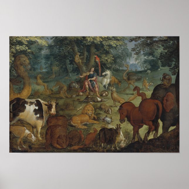Poster Orphée Charming the Beasts (huile sur panneau) (Devant)