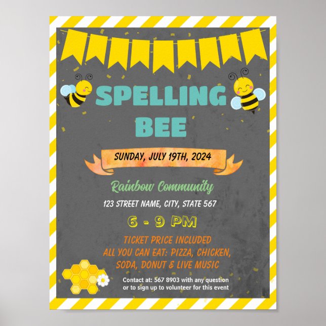 Poster Orthographe modèle abeille (Devant)