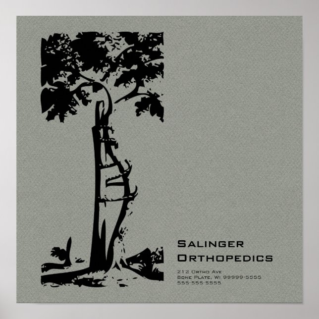 Poster Orthopédique Crooked Tree Grey Faux Flannel (Devant)