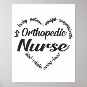 Poster Orthopédique Infirmière Coeur Mot Cloud