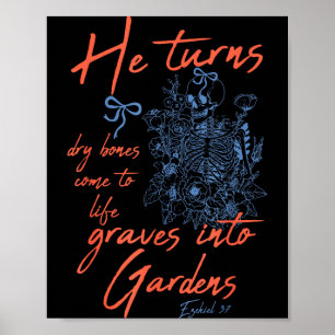Poster Os Bones Secos Voltam à Vida Esqueleto Floral Cris