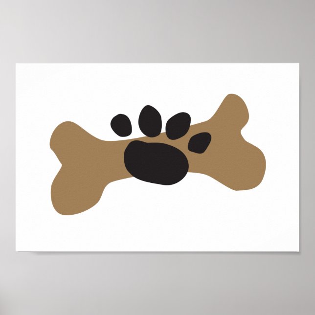 Poster Os de chien et Empreinte de patte (Devant)