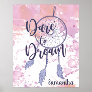 Poster Oser rêver aquarelle Dreamcatcher Personnalisé