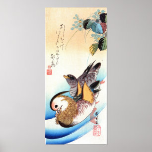 Poster Oshidori (Canards mandarins), Hiroshige Fine Art