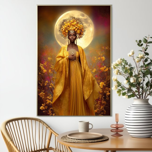 Poster Oshun Print Luxueux Afro Mystical Jaune Floral Art (Créateur téléchargé)