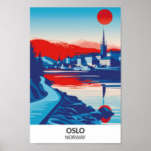 Poster Oslo Norvège Rétro Art Voyage