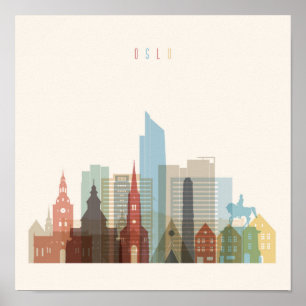 Poster Oslo, Norvège   Ville Skyline