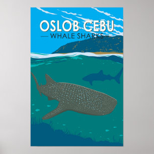 Poster Oslob Cebu Philippines Baleine Shark Travel Vintag