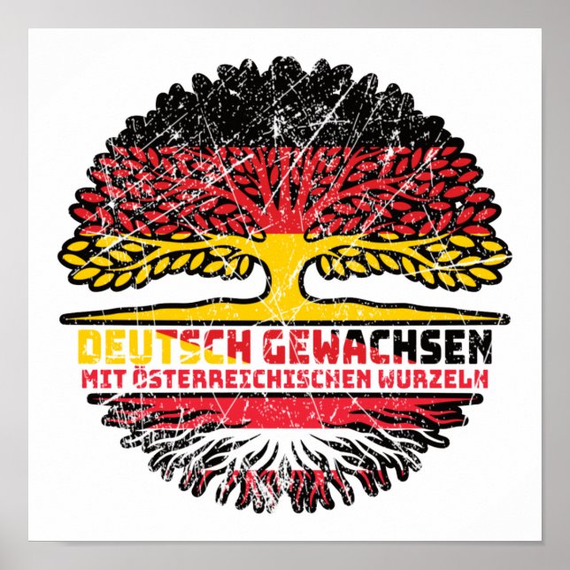 Poster Österreich Österreichisch Deutsch Deutschland Baum (Devant)
