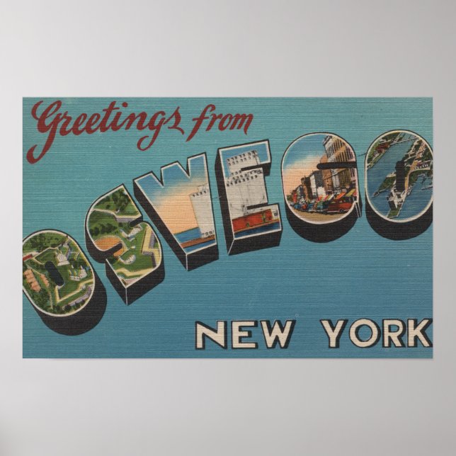 Poster Oswego, New York - Scènes de grandes lettres (Devant)
