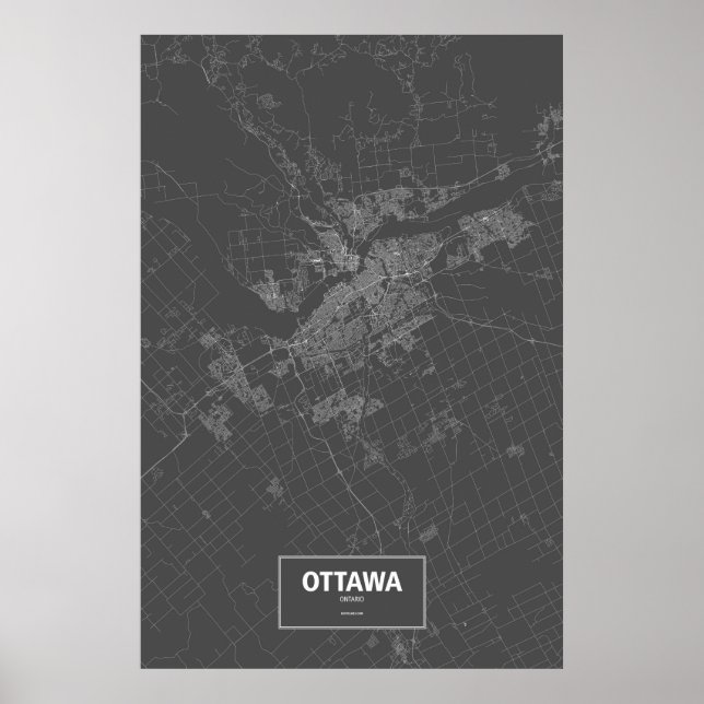 Poster Ottawa (Ontario) (blanc sur noir) (Devant)
