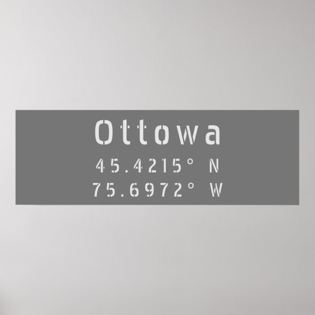 Poster Ottawa Ontario Latitude & Longitude (Devant)
