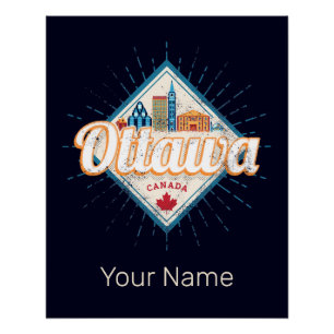 Poster Ottawa Skyline Ontario Retro Canada Vintage