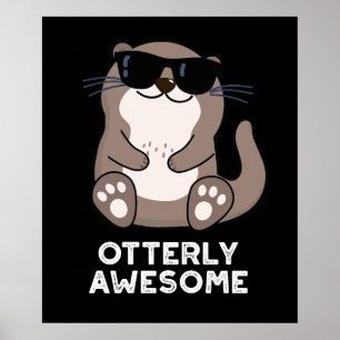 Poster Otter Animal Otter Pun Dark BG