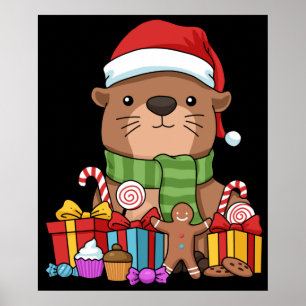 Poster Otter de Noël Cadeau Enfants Otter de mer
