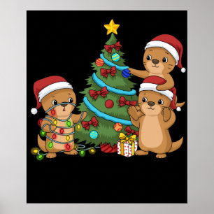 Poster Otter de Noël Enfants Cadeau de Noël Otter de mer