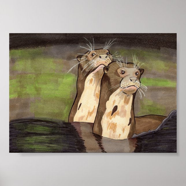Poster Otter de rivière géante 5x7 (Devant)