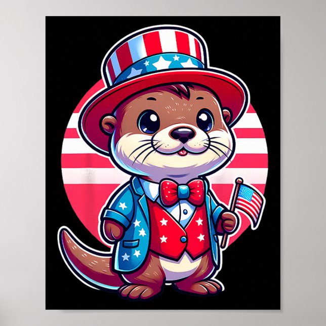 Poster Otter Joyeux 4 juillet Fête de l'Indépendance Homm (Devant)