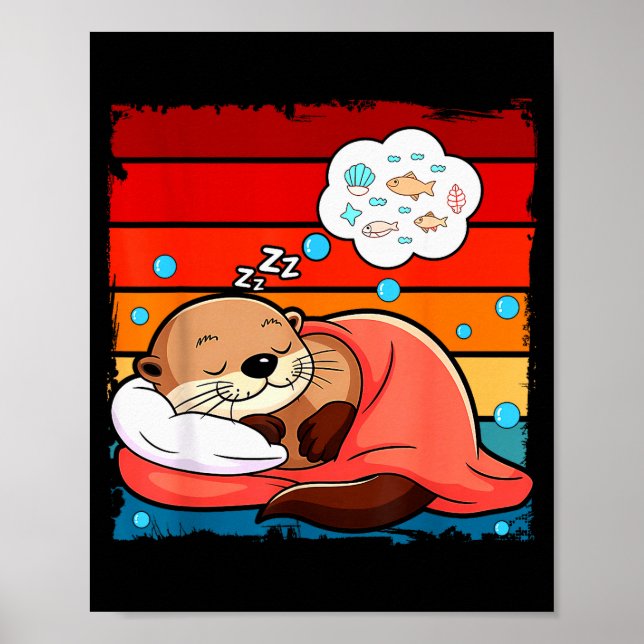 Poster Otter Sleeng Animal Pajamas Nap Pjs Outfit Sea Ott (Devant)