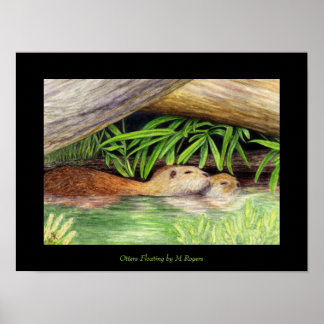 Poster Otters Floating Art Print