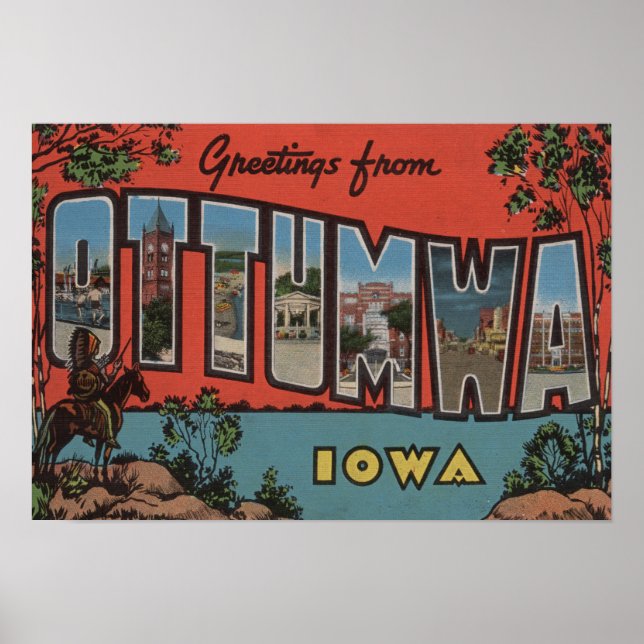Poster Ottumwa, IowaGrandes lettres ScènesOttumwa, IA (Devant)