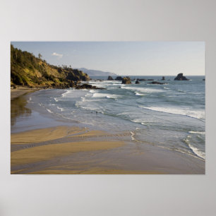 Poster OU, Côte de l'Oregon, Parc d'état Ecola, Indien