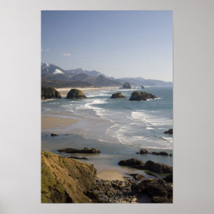 Poster OU, Côte de l'Oregon, Parc d'état Ecola, vue