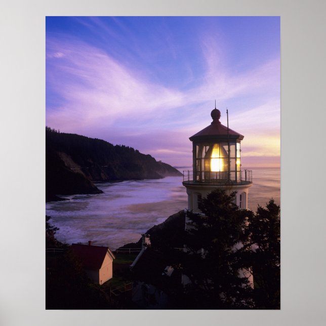 Poster OU, Côte de l'Oregon, phare de Heceta Head, sur (Devant)