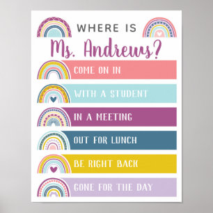 Poster Où est la porte du bureau de l'enseignant Signe ar