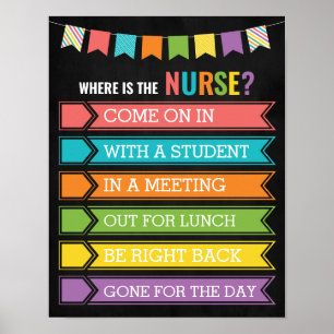 Poster Où est la porte du bureau des infirmières de l'éco
