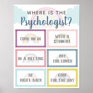 Poster Où est Psychologue Bureau Porte Signal Arc-en-ciel