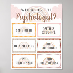 Poster Où est Psychologue Bureau Porte Signal Arc-en-ciel