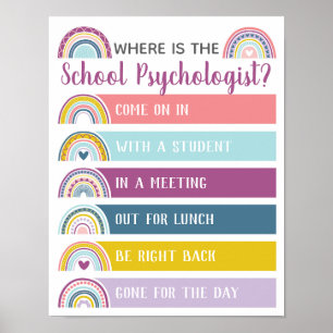 Poster Où est Psychologue Bureau Porte Signal Arc-en-ciel