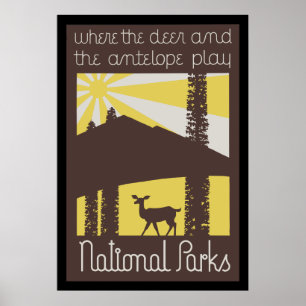 Poster où le cerf et l'antilope jouent