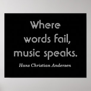 Poster Où les mots échouent — Citation de musique - impri