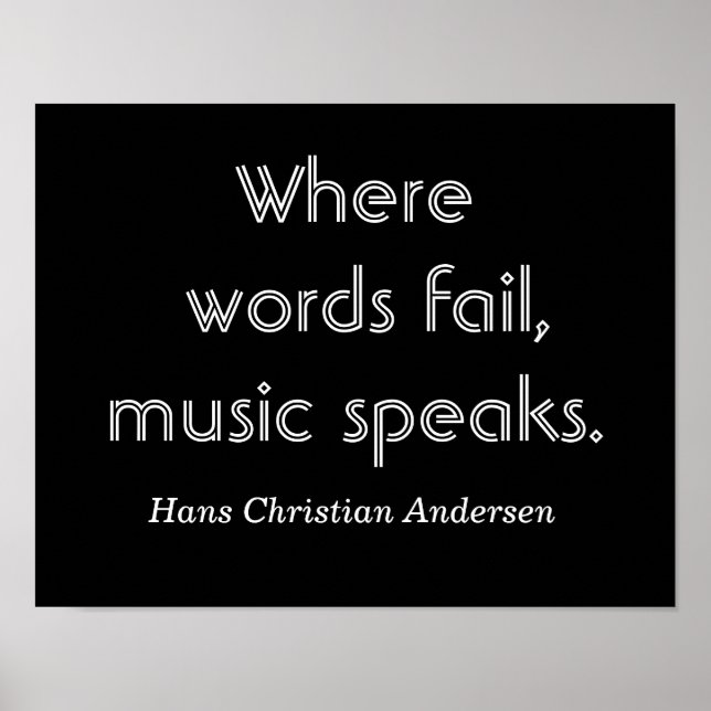 Poster Où les mots échouent — Citation de musique - impri (Devant)