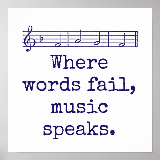 Poster Où les mots ne parlent pas musique - Citation de m (Devant)