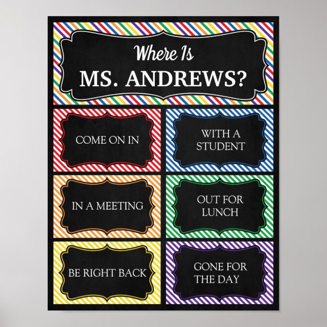 Poster Où se trouve la porte du bureau de l'enseignant (Devant)