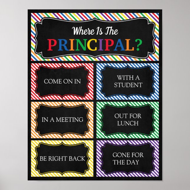 Poster Où se trouve le panneau de porte du bureau princip (Devant)