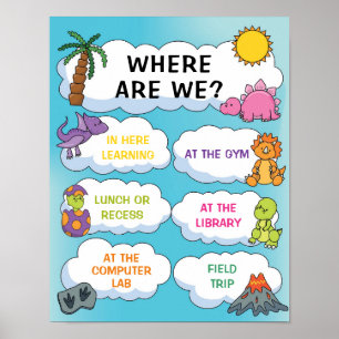 Poster Où sommes-nous classe Connexion Dinosaures Thème