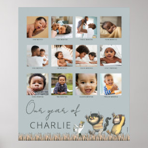 Poster Où sont les monstres ? - Collage photo de 12 mois