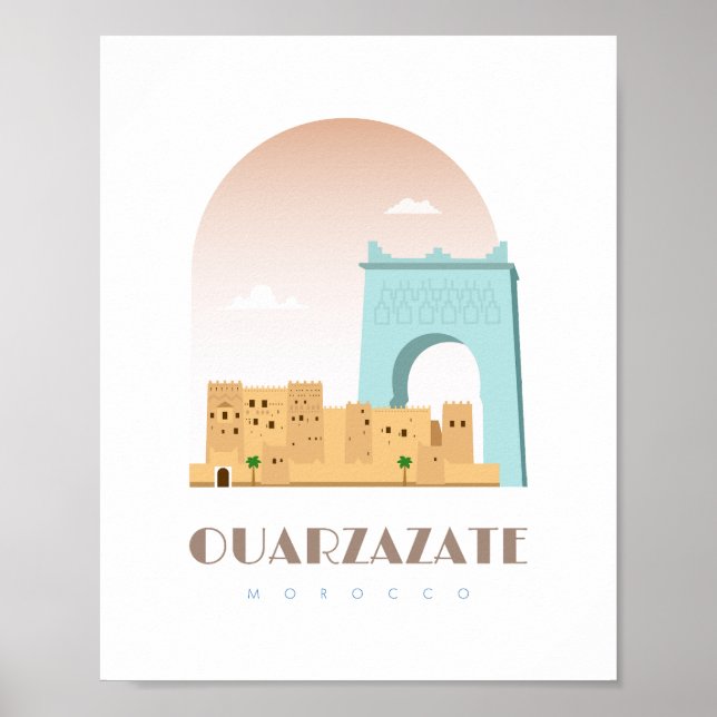 Poster Ouarzazate ville Maroc Skyline (Devant)
