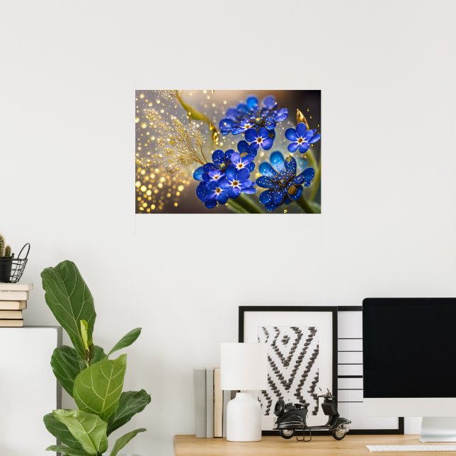 Poster Oubliez-moi-fleur pas avec accents or (Bureau à domicile)