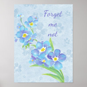 Poster Oubliez-moi pas Custom Watercolor Garden Flower Po
