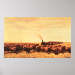 Poster Ouest américain vintage, retardé par le trotteur